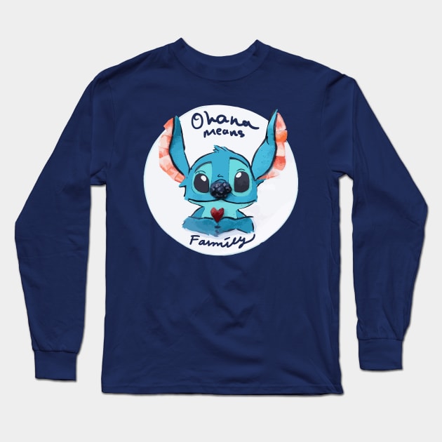 Stitch - Ohana means Family ! Long Sleeve T-Shirt by Joker & Angel